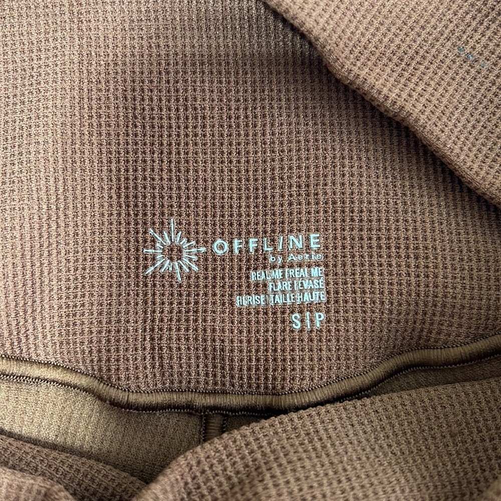 OFFLINE by Aerie Brown Waffle Knit High-Waisted Flare Leggings - Picture 7 of 10